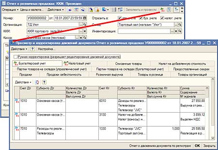Очет о розничных продажах