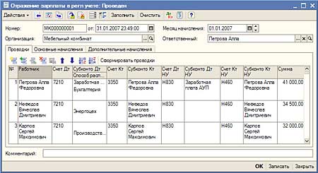 Отражение зарплаты в регламентированном учете